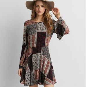 AEO Bell Sleeve Patchwork Flowy Dress